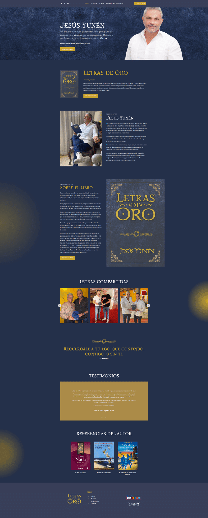 Vista del sitio de Letras de Oro — diseño web por TAKUM