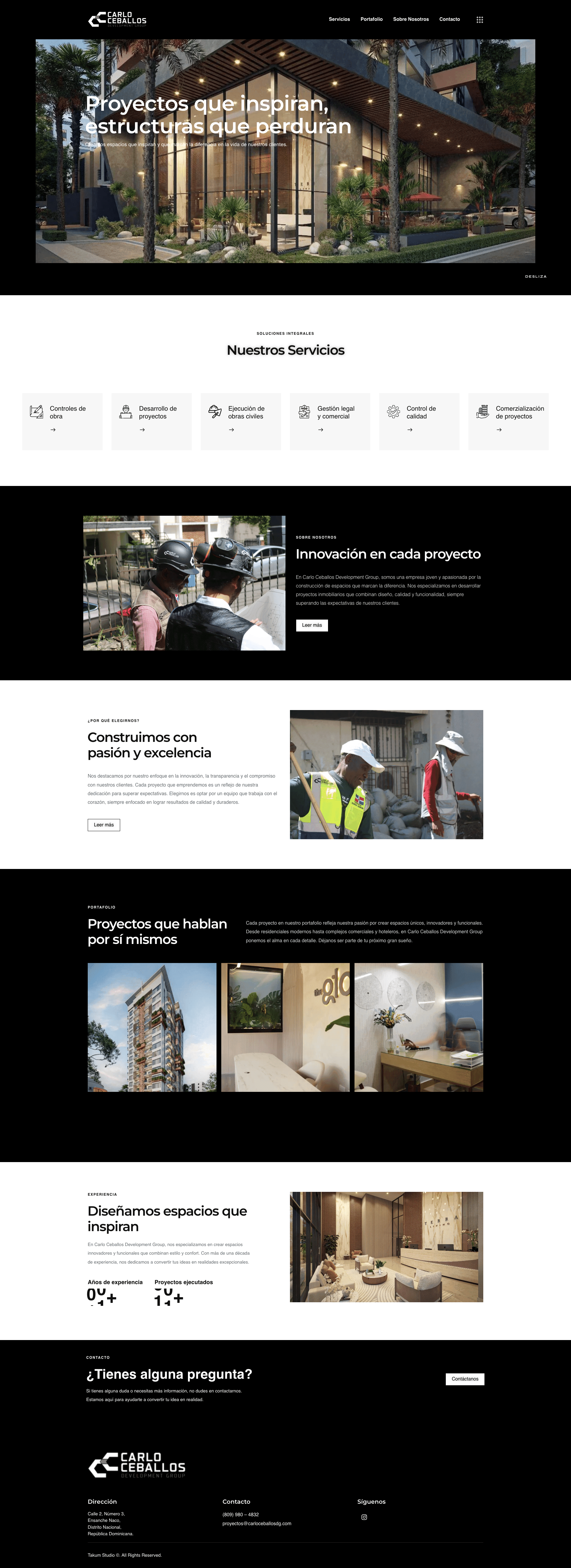 Sitio web de Carlo Ceballos por TAKUM — pantalla 1