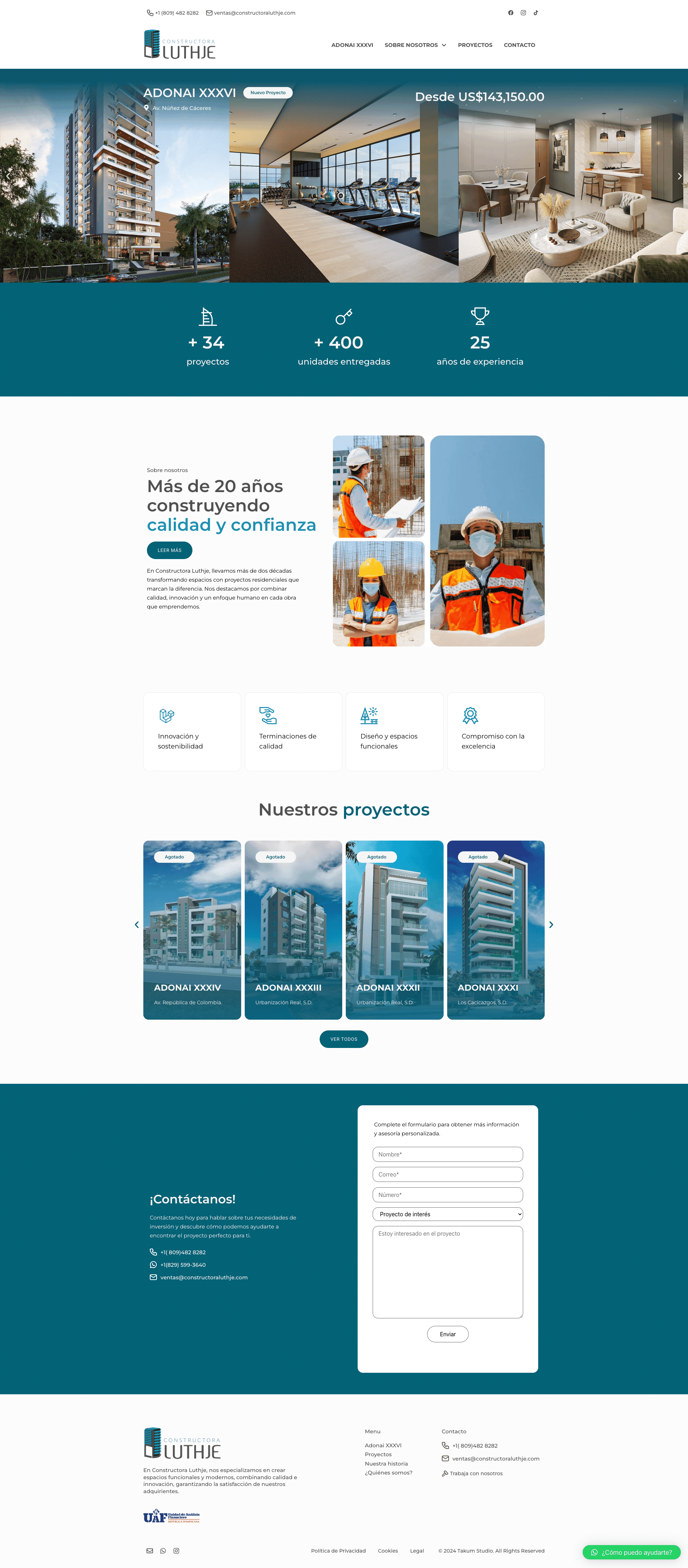 Sitio web de Constructora Luthje por TAKUM — pantalla 1