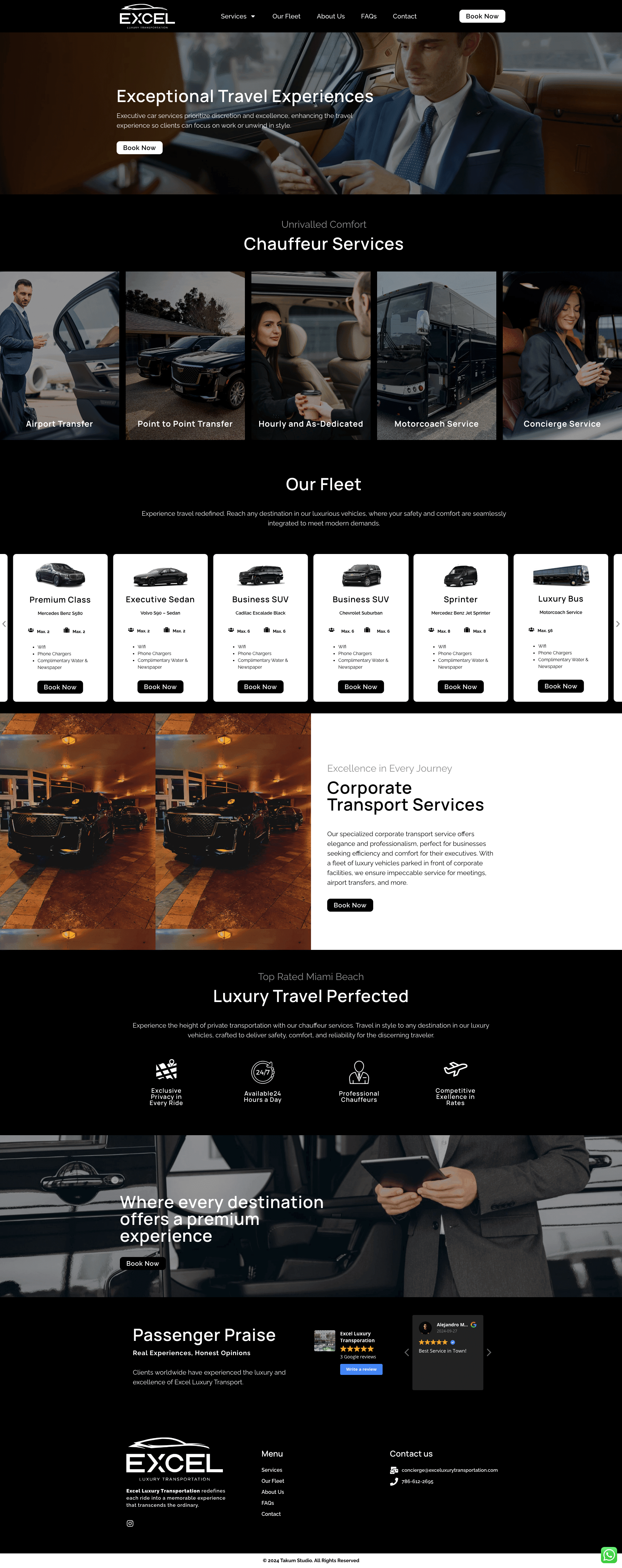 Sitio web de Excel Luxury Transportation por TAKUM — pantalla 1