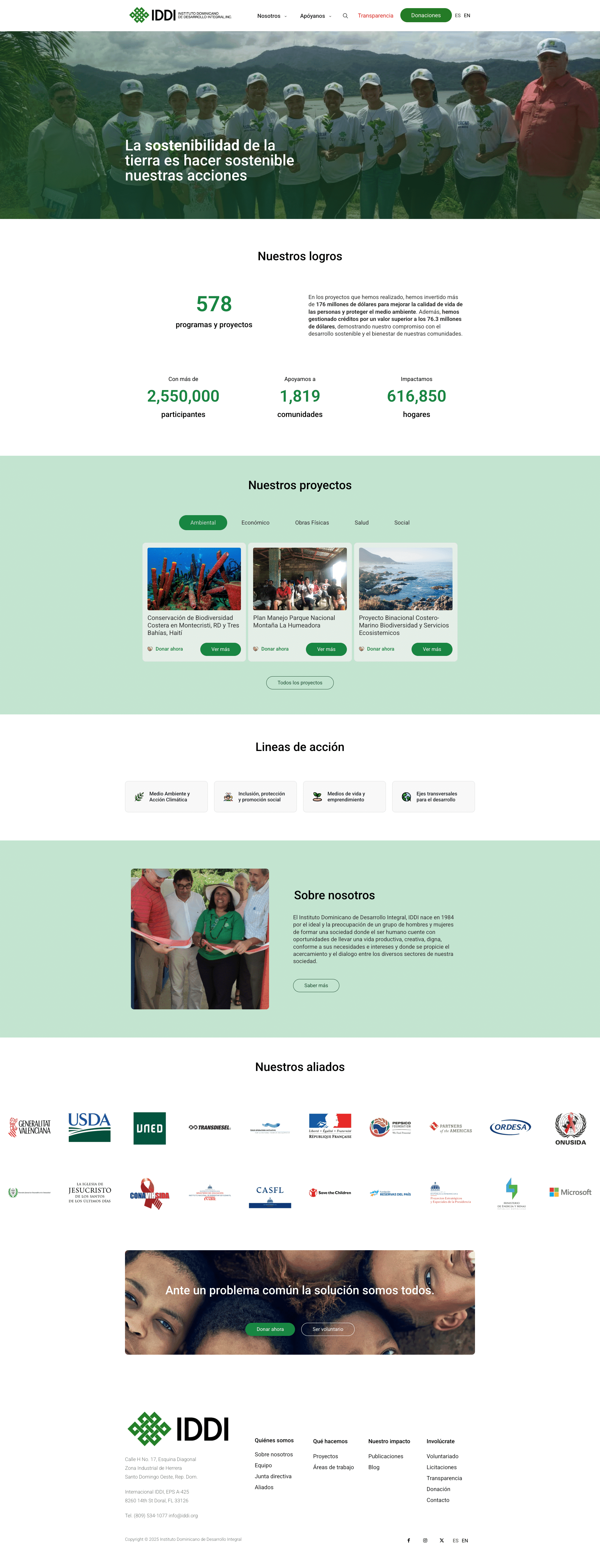 Vista del sitio de IDDI — diseño web por TAKUM