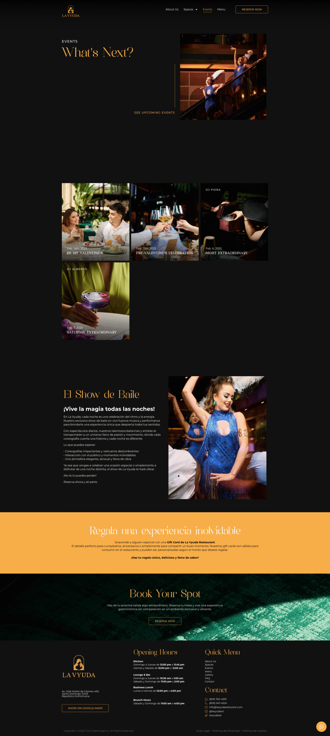 Vista del sitio de La Vyuda Restaurant — diseño web por TAKUM
