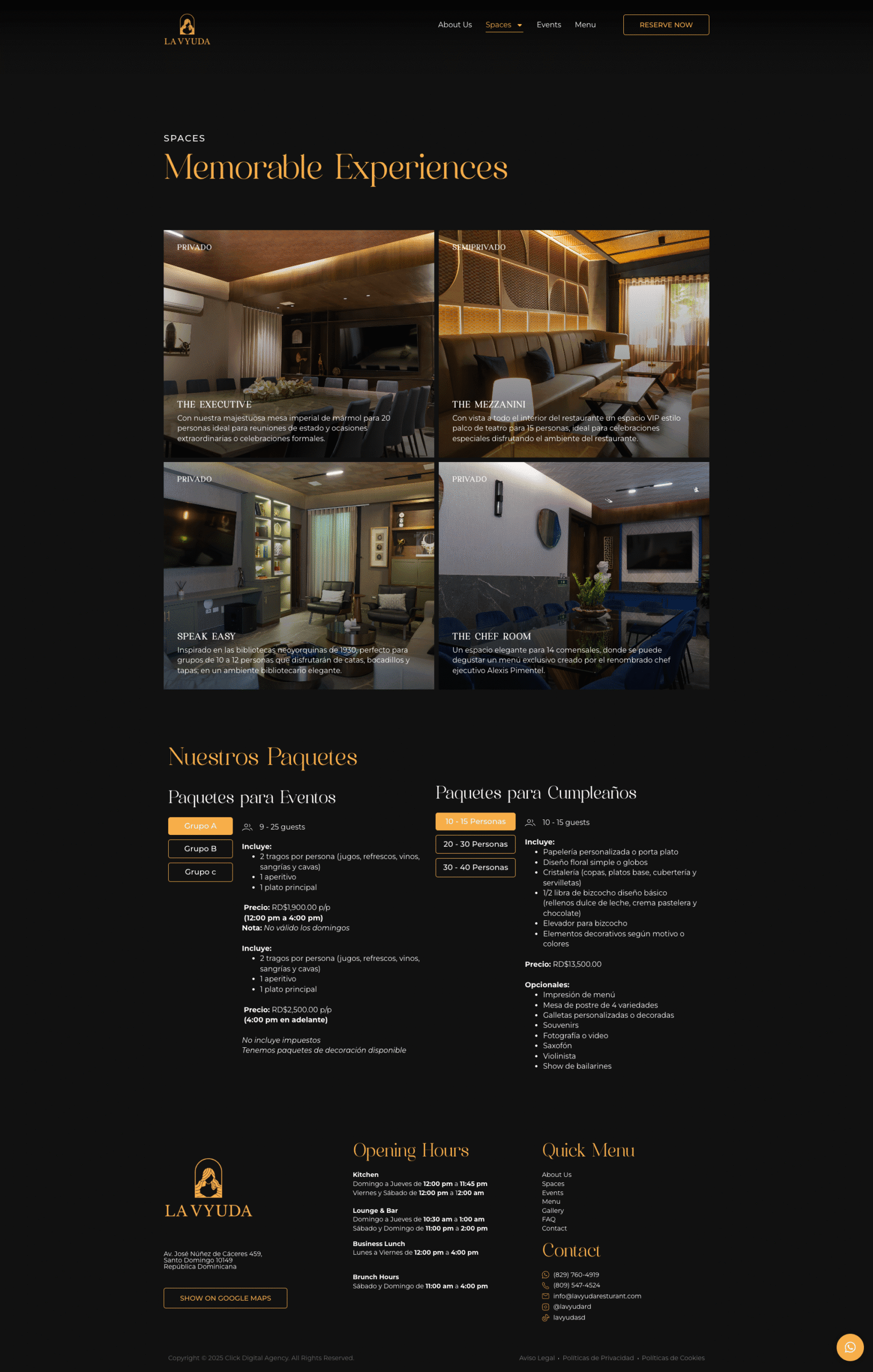 Vista del sitio de La Vyuda Restaurant — diseño web por TAKUM