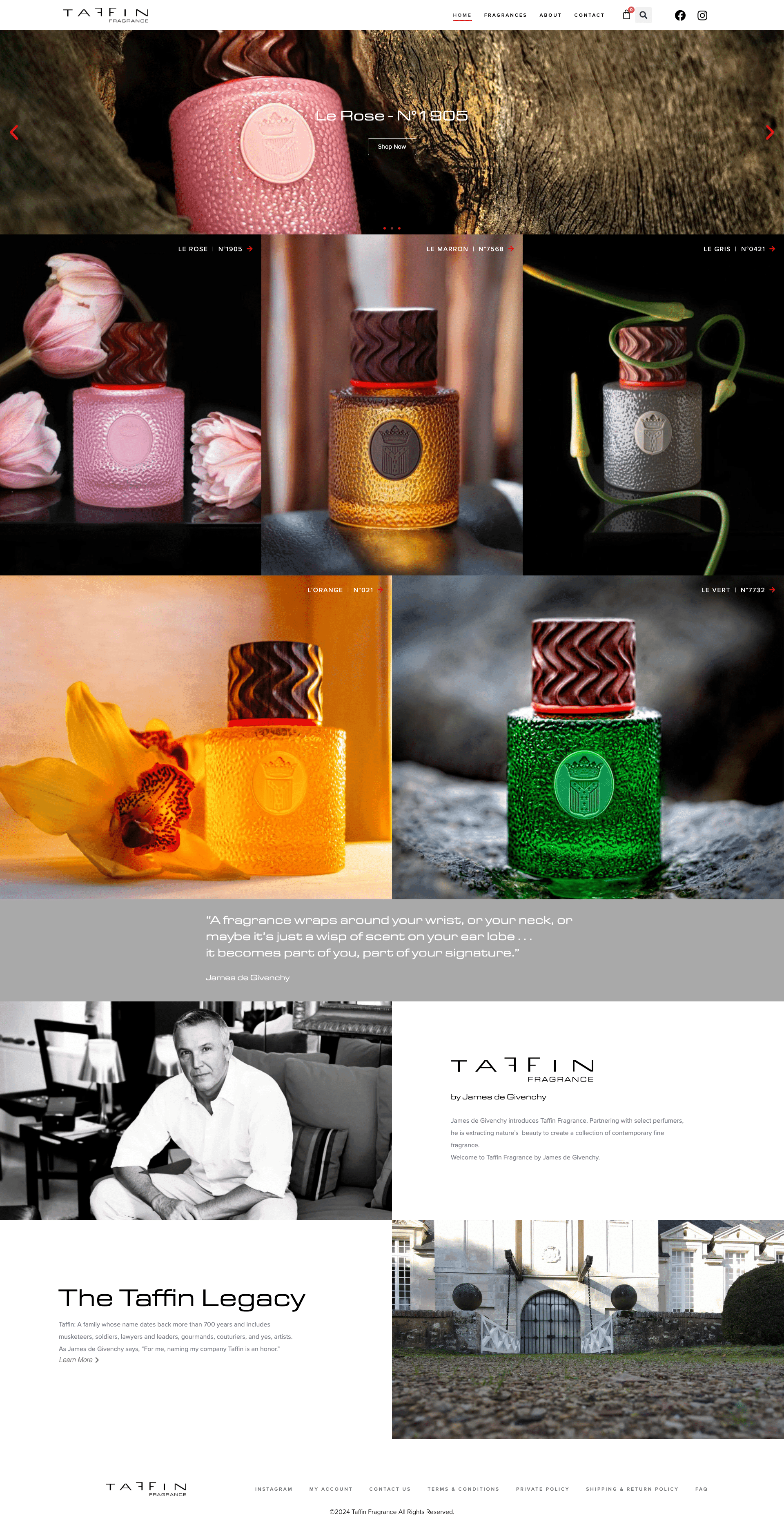 Sitio web de Taffin Fragrance por TAKUM — pantalla 1