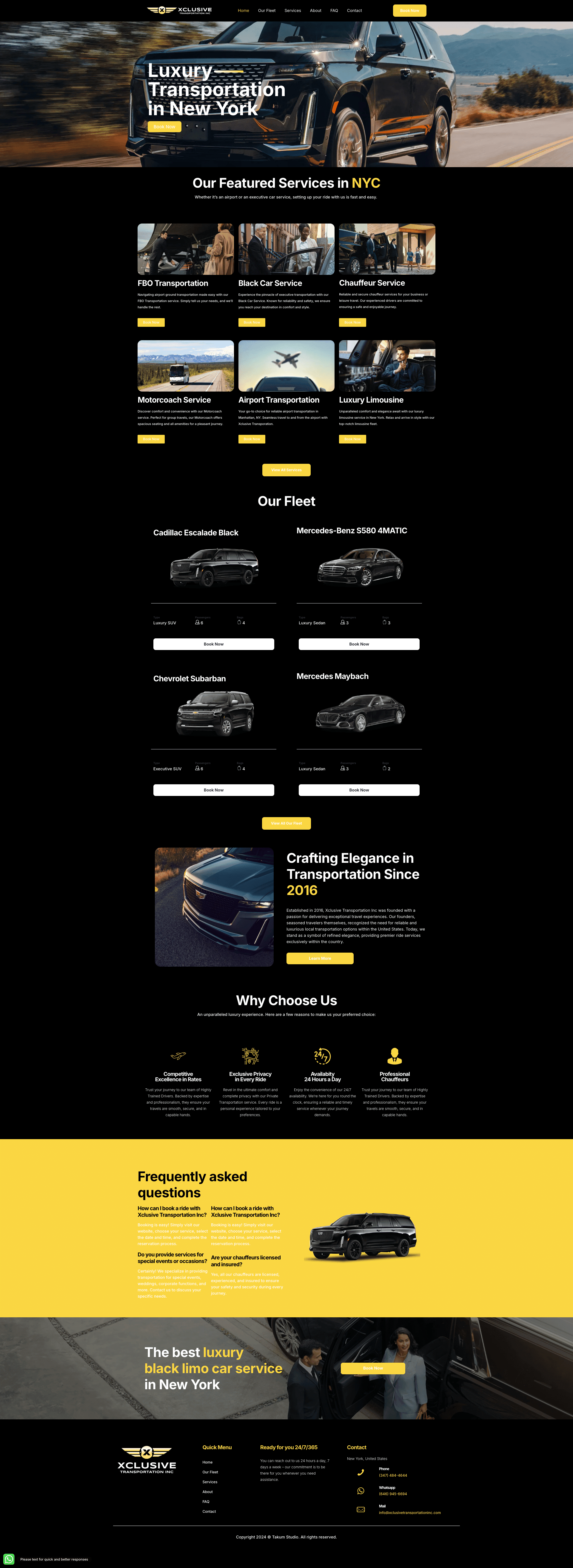 Sitio web de Xclusive Transportation por TAKUM — pantalla 1