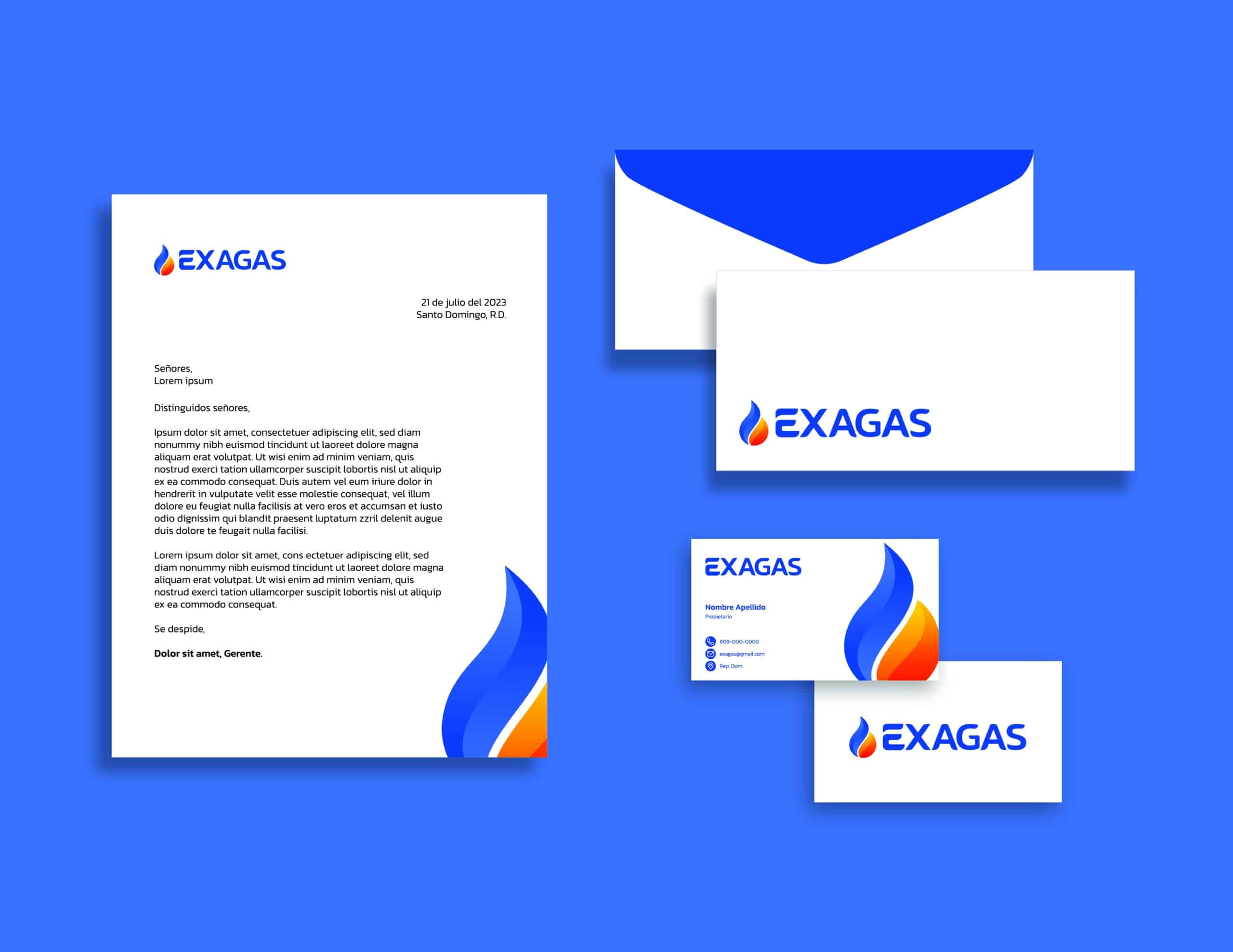 Sistema visual de EXAGAS — pieza 1 del branding por TAKUM