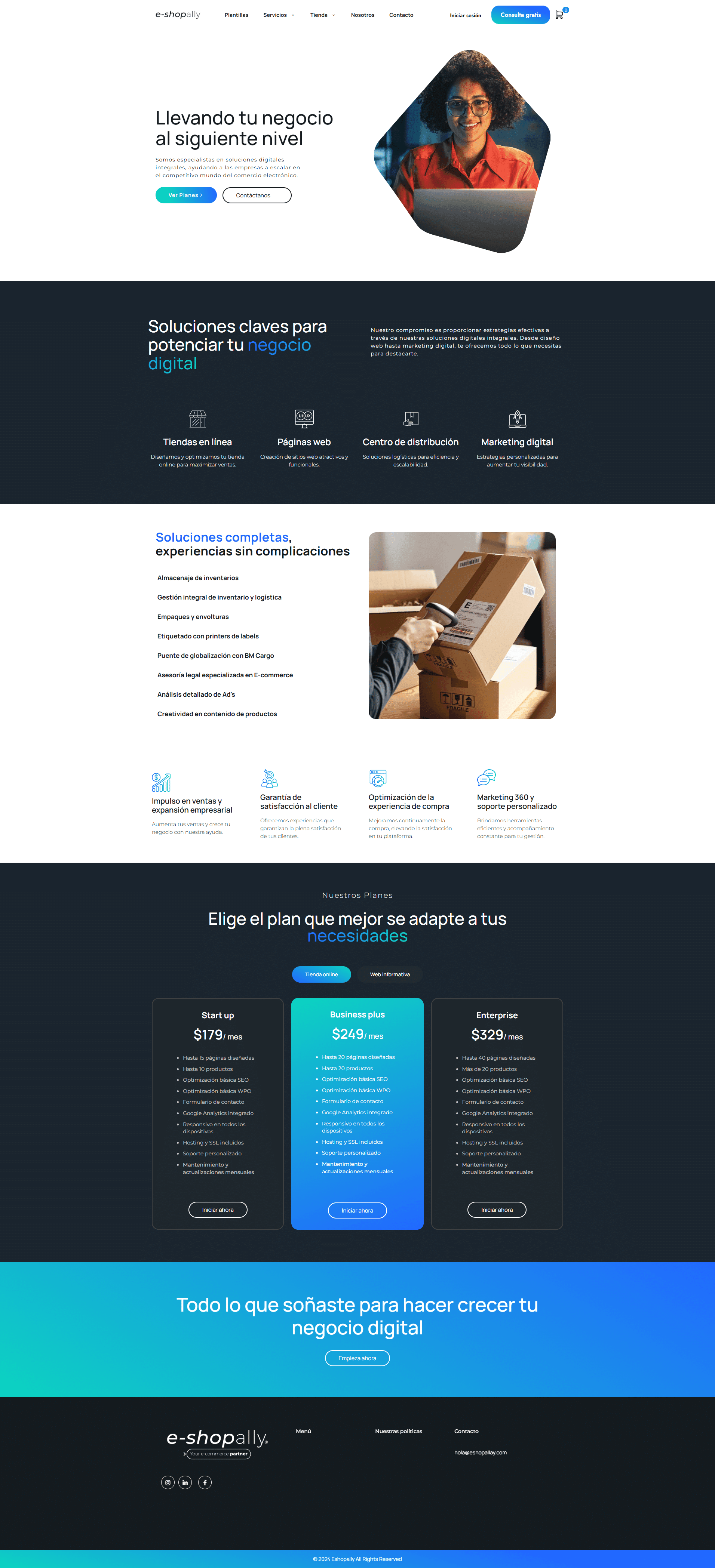 Tienda online de Eshopally — diseño web por TAKUM
