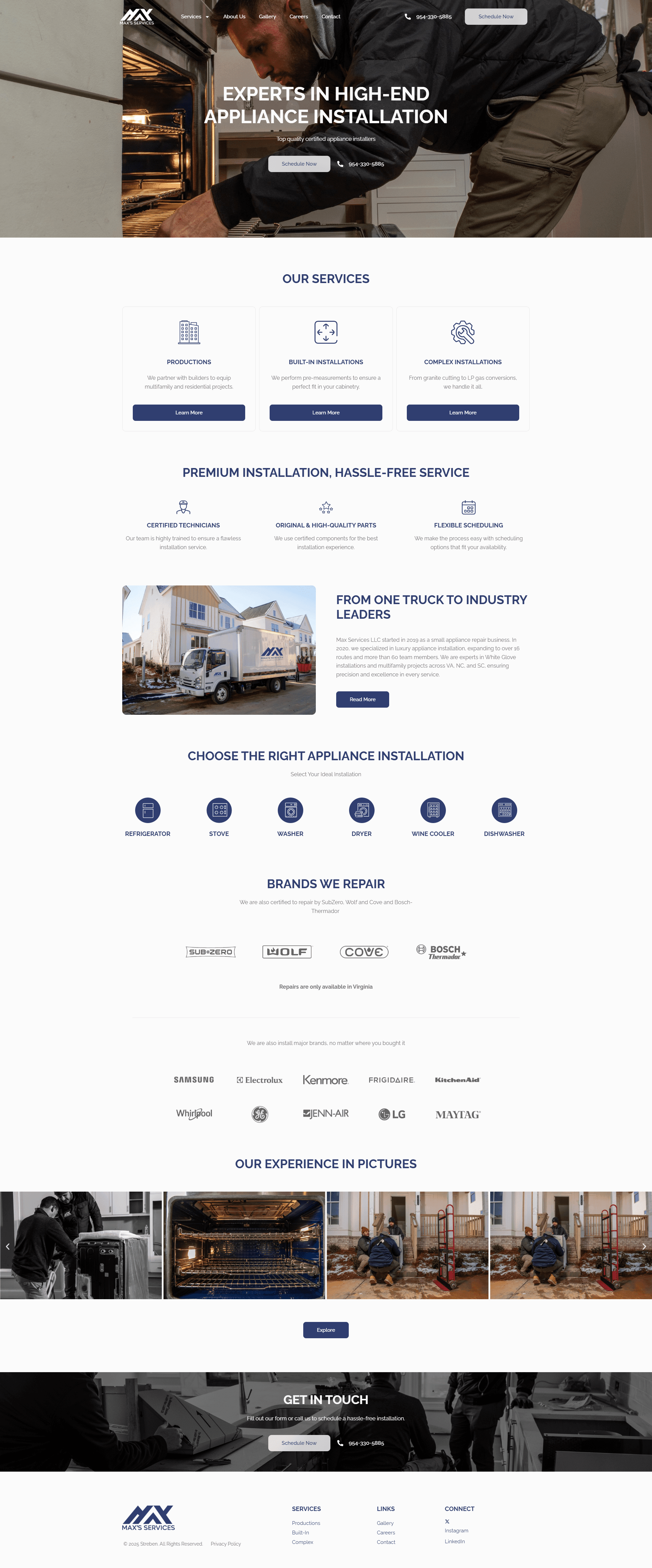 Sitio web de Max Services LLC diseñado por TAKUM — página principal