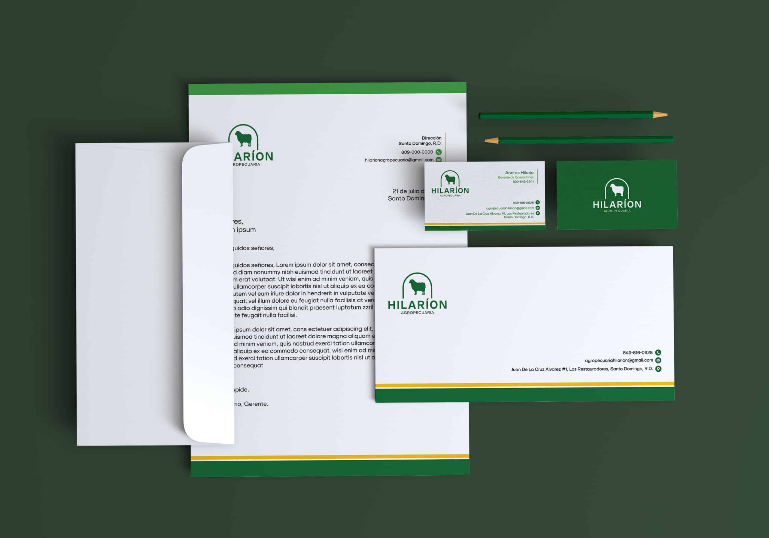 Sistema visual de Hilarión Agropecuaria Branding — pieza 5 del branding por TAKUM