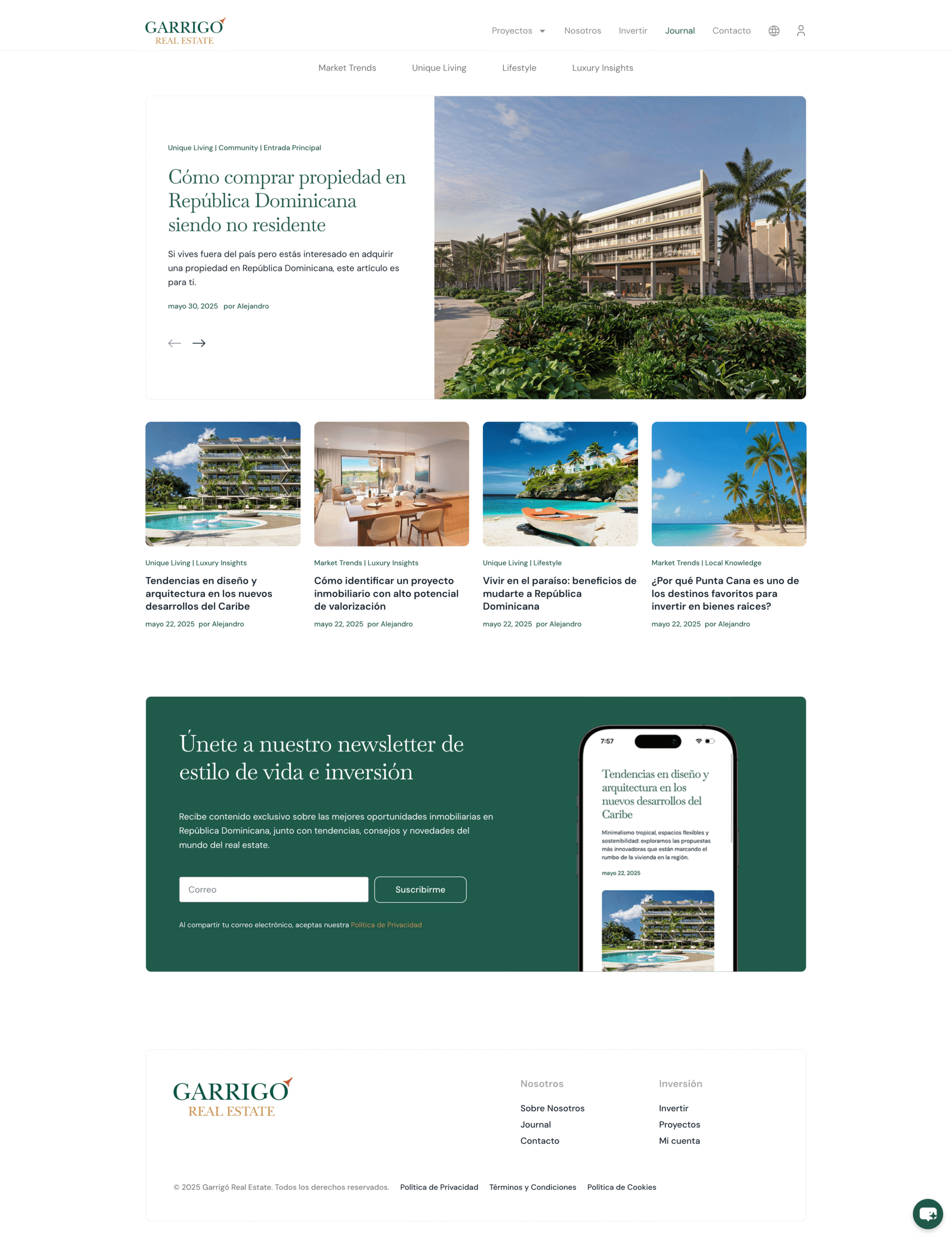 Sitio web de Garrigó Real Estate por TAKUM — pantalla 1