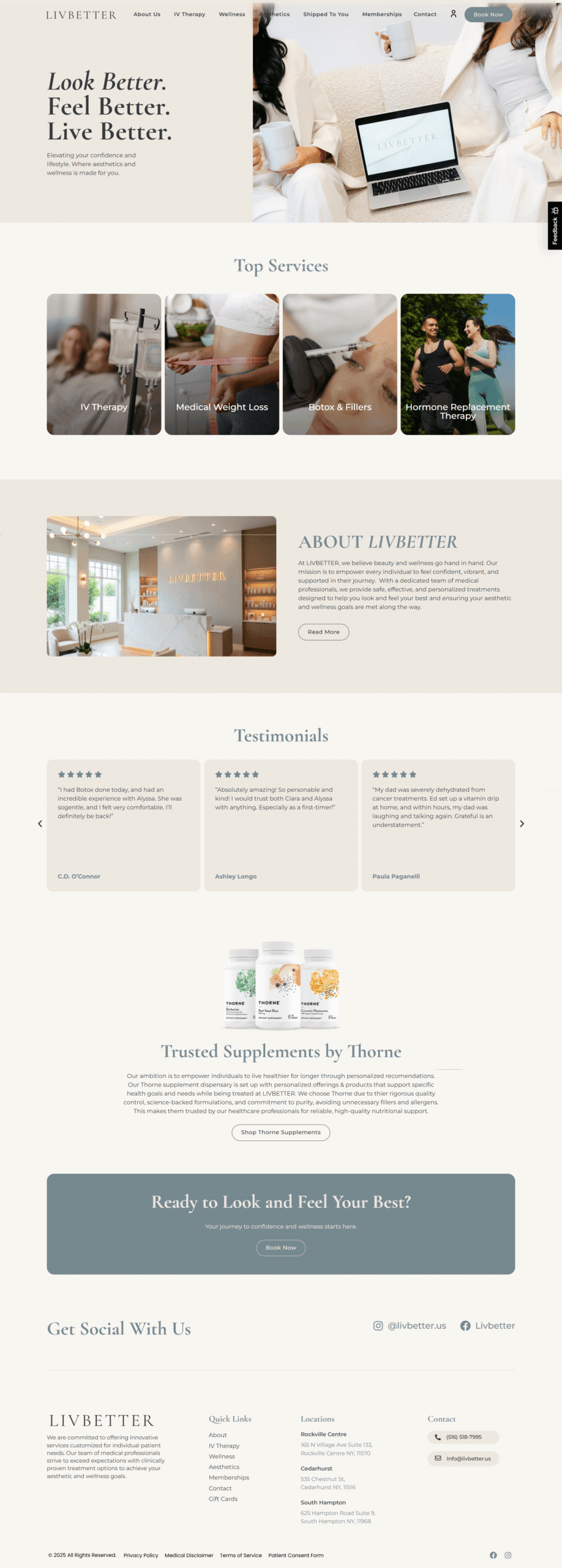 Vista del sitio de Liv Better — diseño web por TAKUM