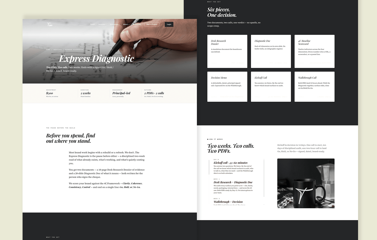 Sitio web de Tissa Consulting diseñado por TAKUM — página principal