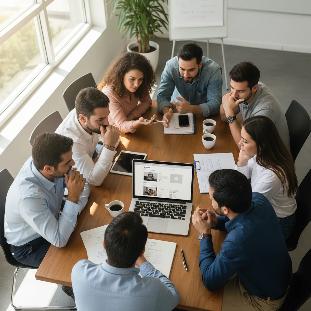 Equipo de marketing analizando el rediseño web de un sitio en Santo Domingo - TAKUM.IO