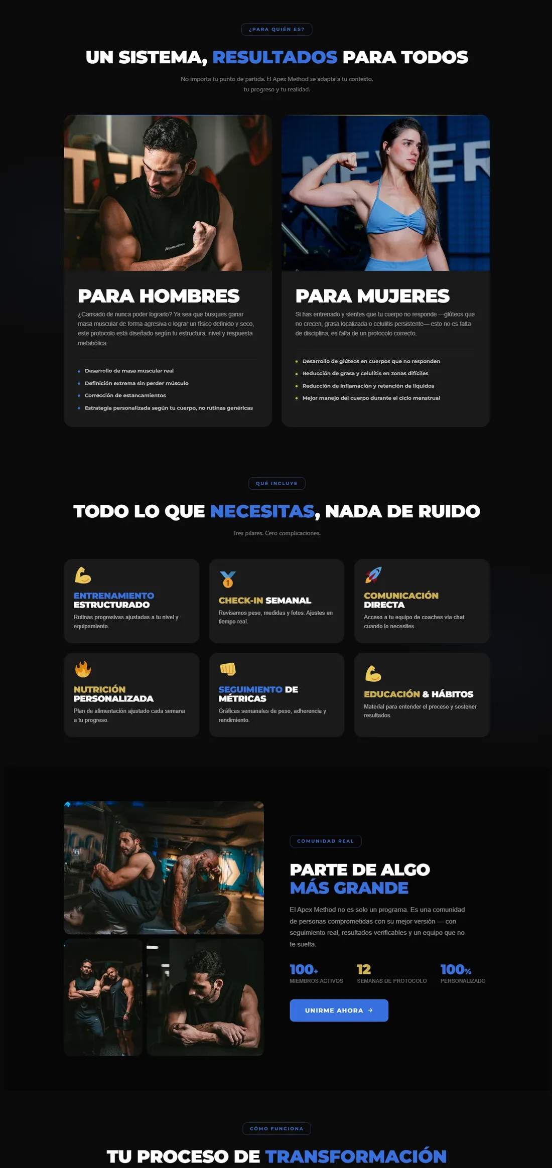 Página principal de Apex Method — diseño web por TAKUM (parte 2)