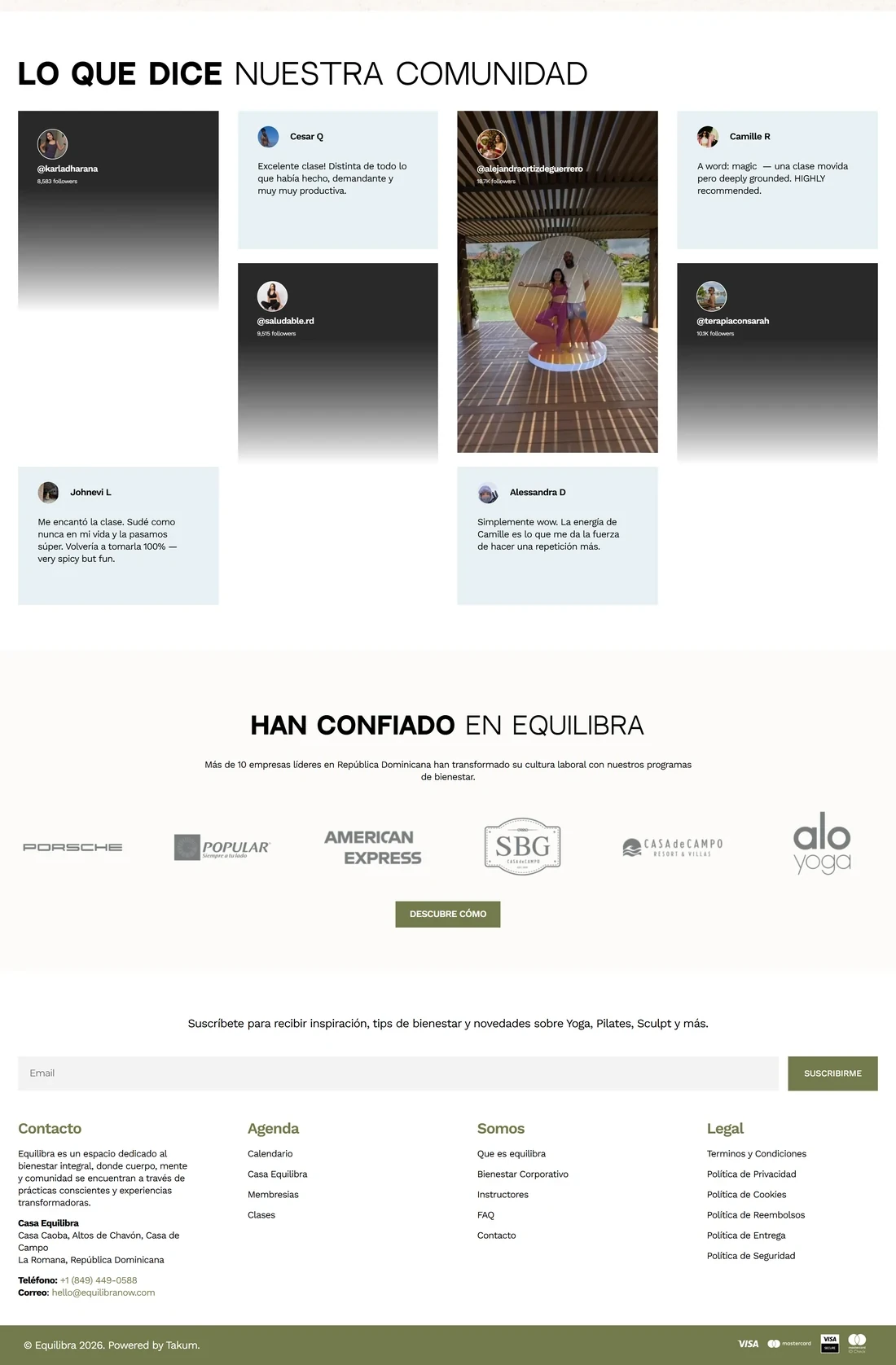 Página principal de Equilibra Now — diseño web por TAKUM (parte 3)