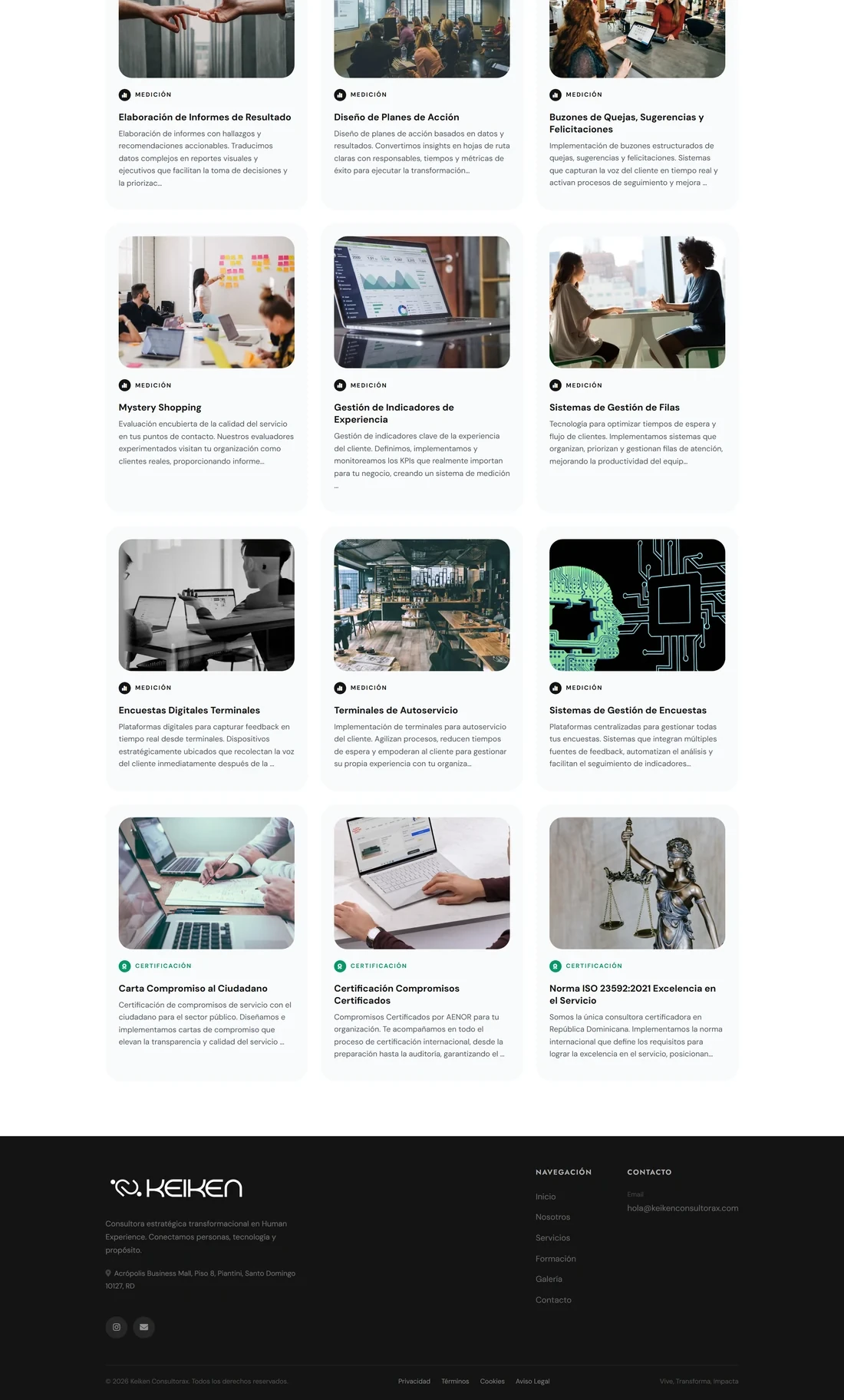 Servicios de consultoría de Keiken Consultorax — diseño web por TAKUM (parte 3)