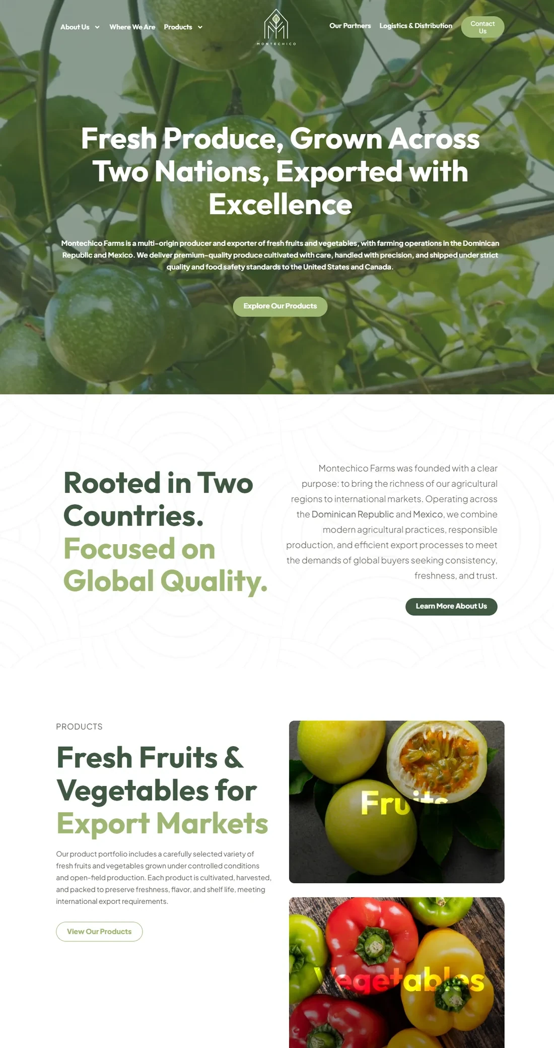 Página principal de Montechico Farms — diseño web por TAKUM (parte 1)