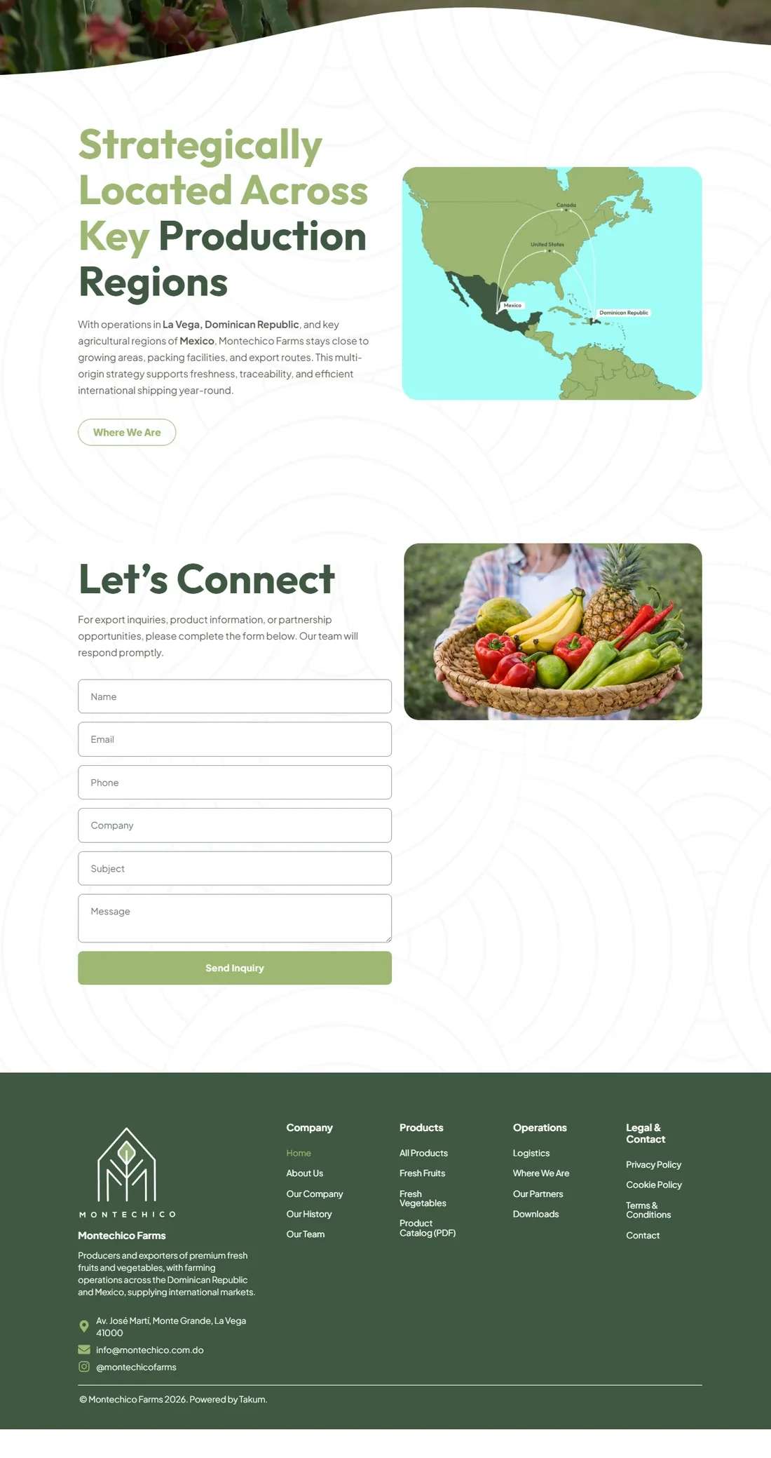 Página principal de Montechico Farms — diseño web por TAKUM (parte 3)