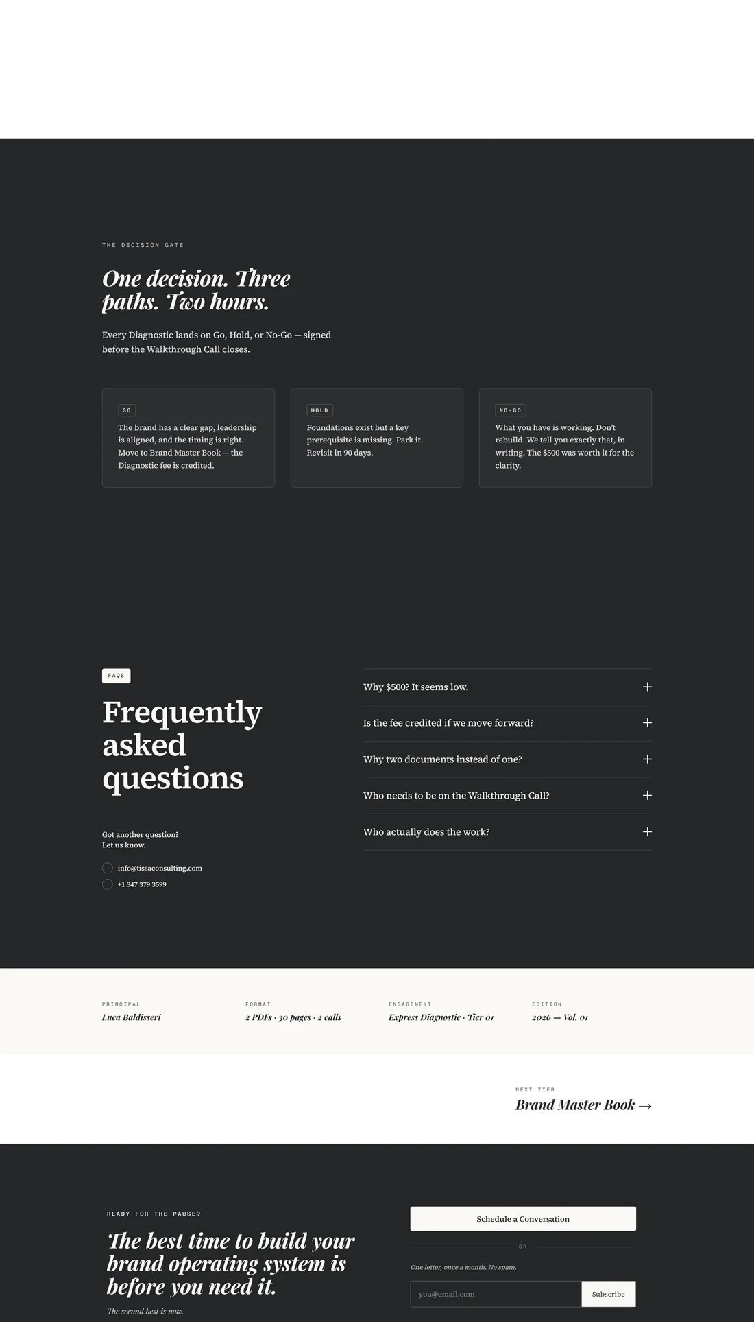 Servicio Express Diagnostic de Tissa Consulting — diseño web por TAKUM (parte 3)