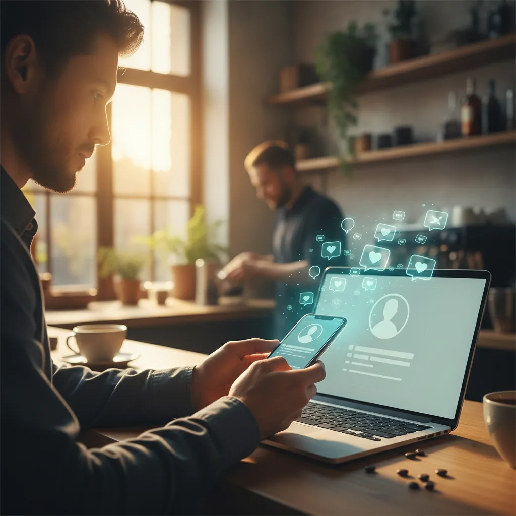 Crear página de Facebook: dueño de negocio configurando su perfil comercial