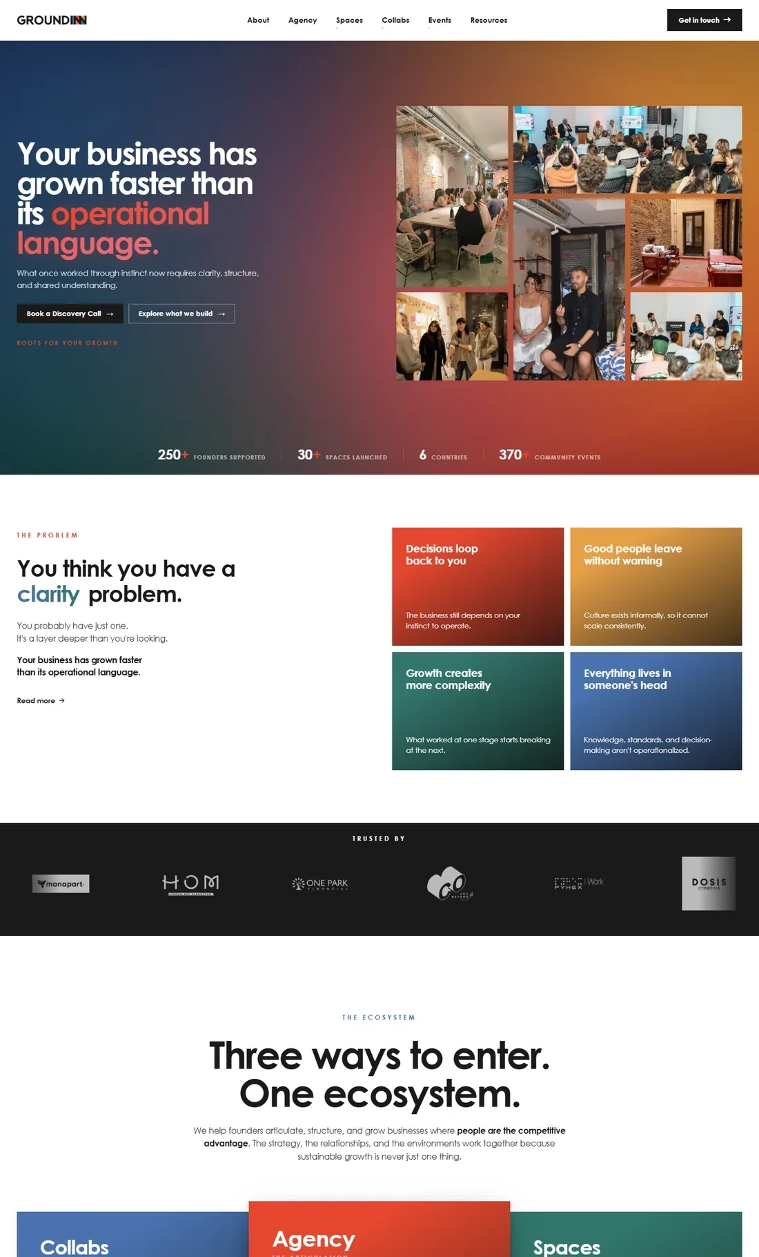 Página principal de GroundInn — diseño web por TAKUM (parte 1)