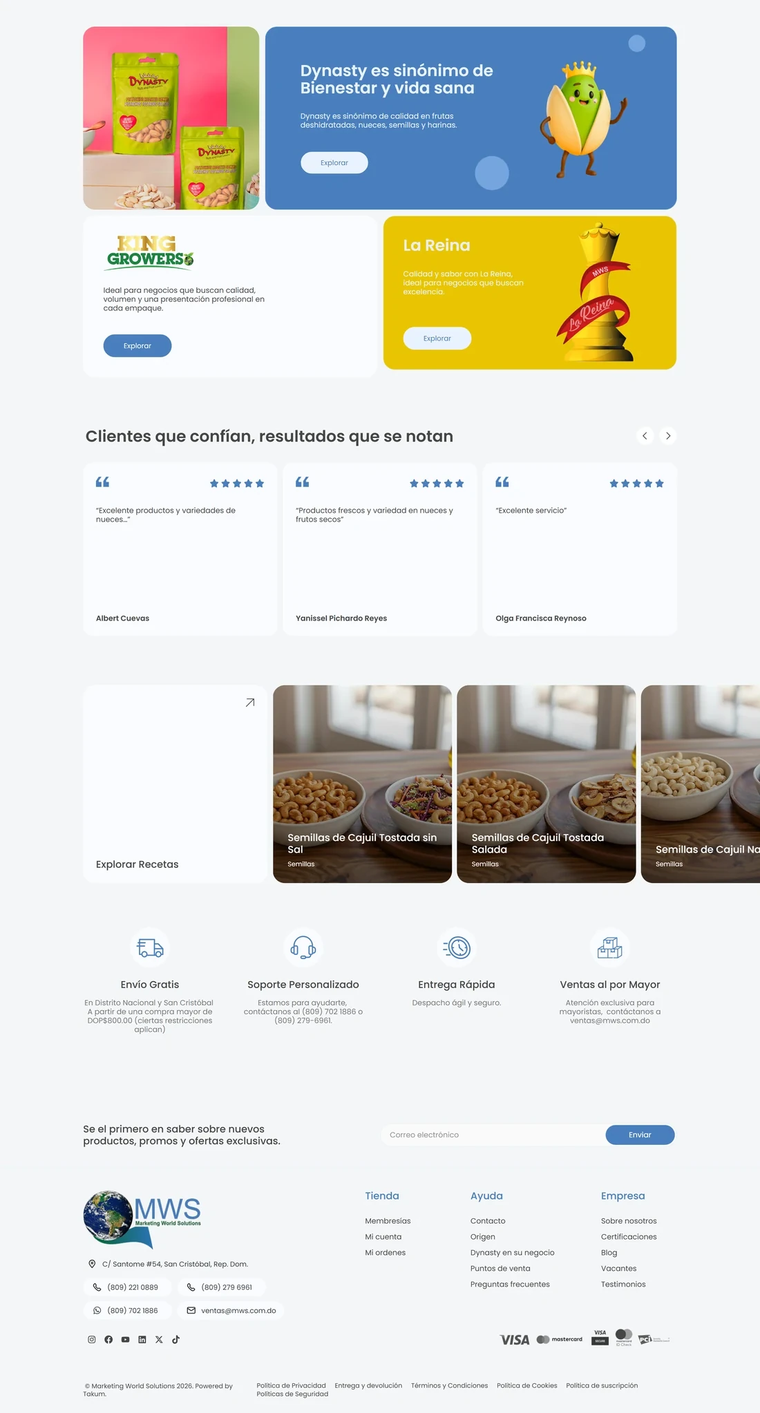 Página principal de MWS — diseño web por TAKUM (parte 2)