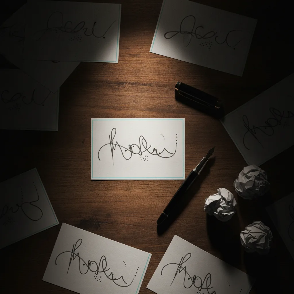 Nombres para negocios: proceso creativo de naming sobre escritorio con tarjetas