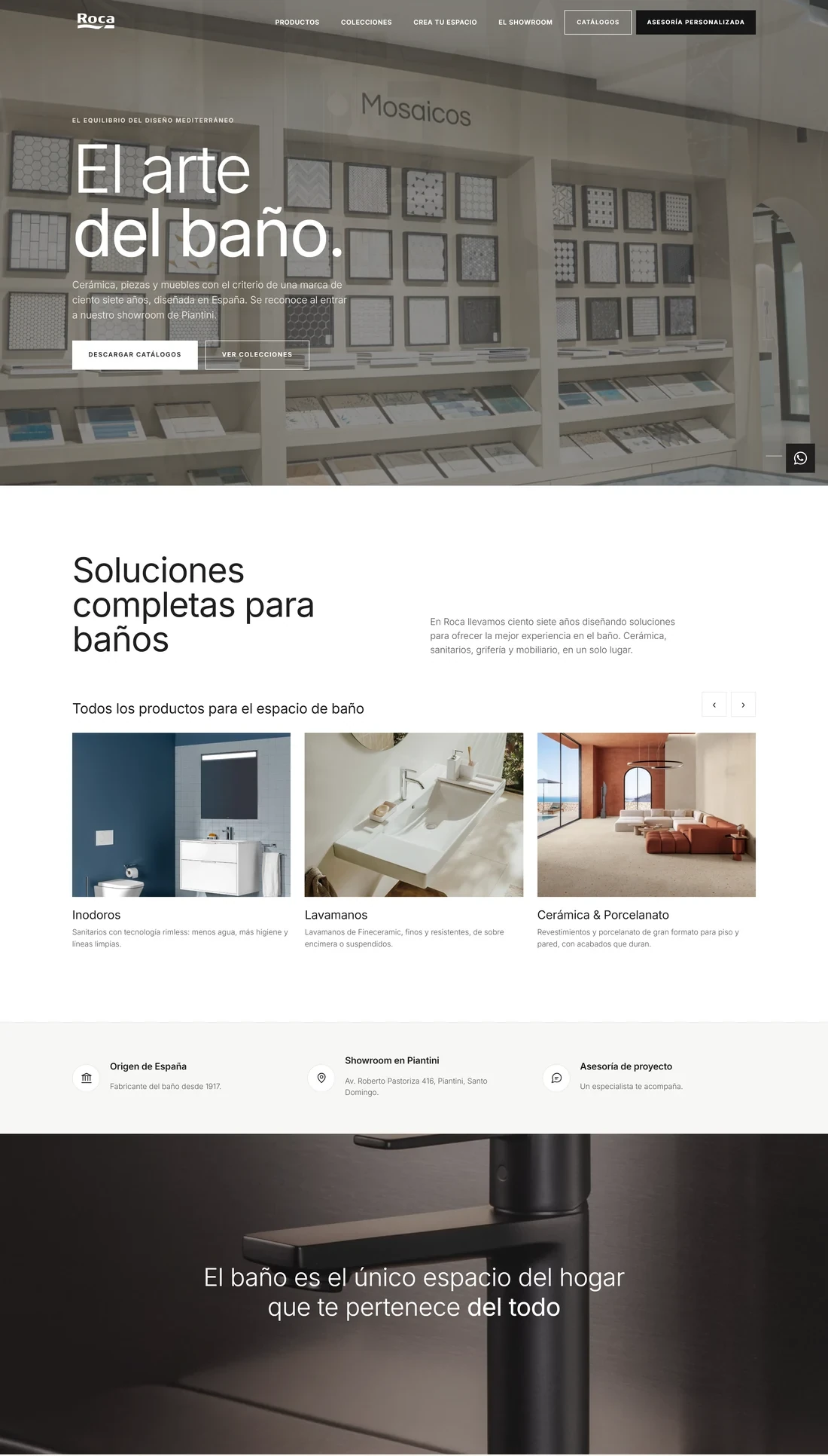 Página principal de Roca Tile RD — diseño web por TAKUM (parte 1)