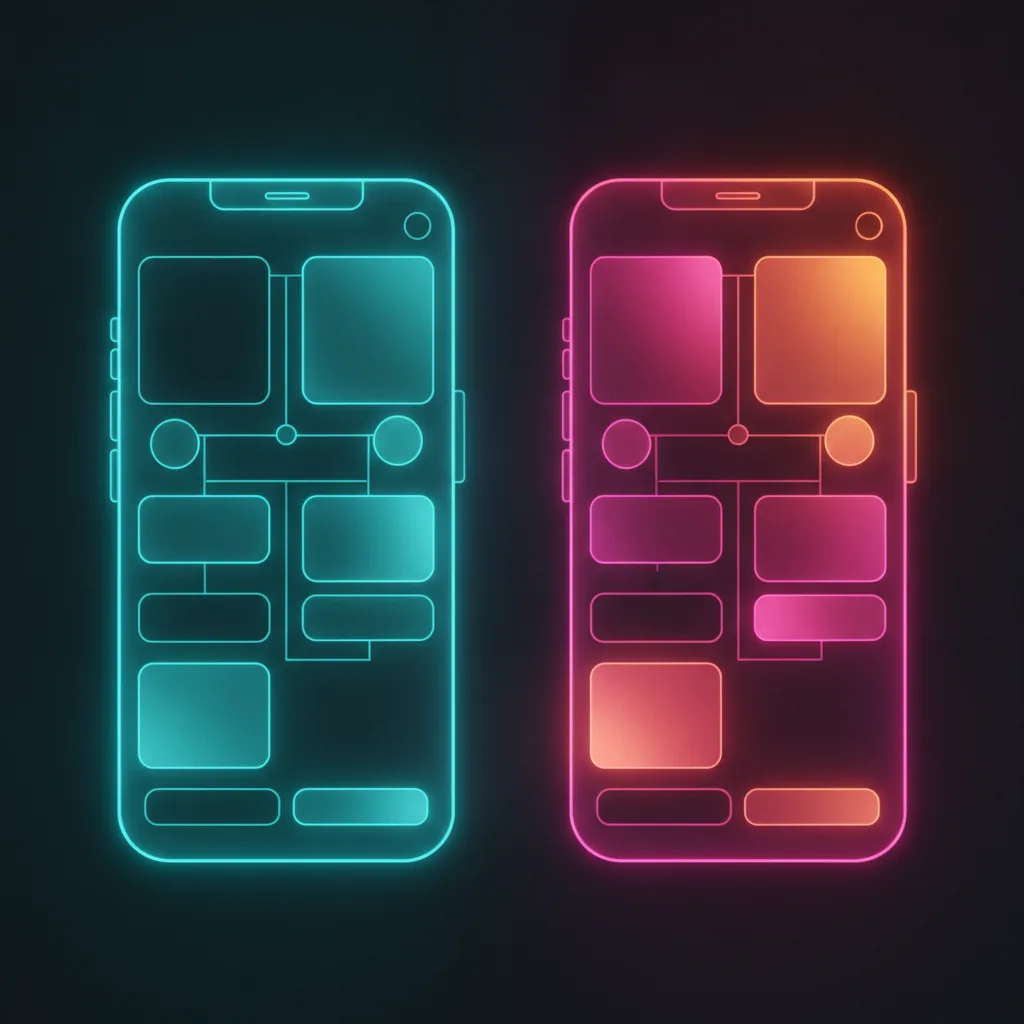 UX y UI: wireframe estructural transformándose en interfaz visual terminada